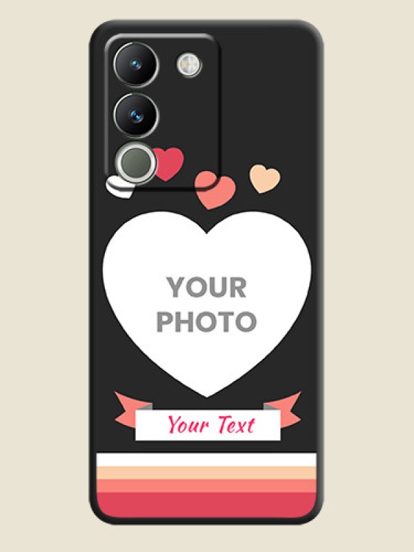 Custom Love Shaped Photo with Colorful Stripes On Space Black Custom Soft Matte Mobile Back Cover - Vivo Y200 5G - alternate view