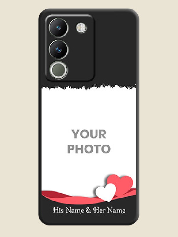 Custom Pin Color Love Shaped Ribbon Design with Text On Space Black Custom Soft Matte Mobile Back Cover - Vivo Y200 5G - alternate view