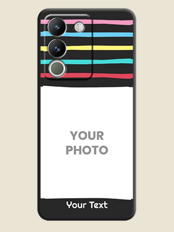 Custom Multicolor Lines with Image On Space Black Custom Soft Matte Mobile Back Cover - Vivo Y200 5G - alternate view