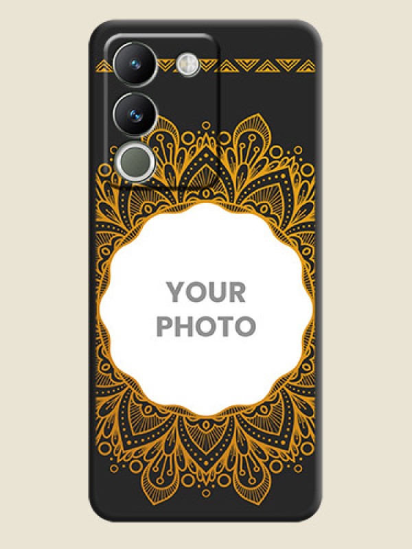 Custom Round Image with Floral Design On Space Black Custom Soft Matte Mobile Back Cover - Vivo Y200 5G - alternate view
