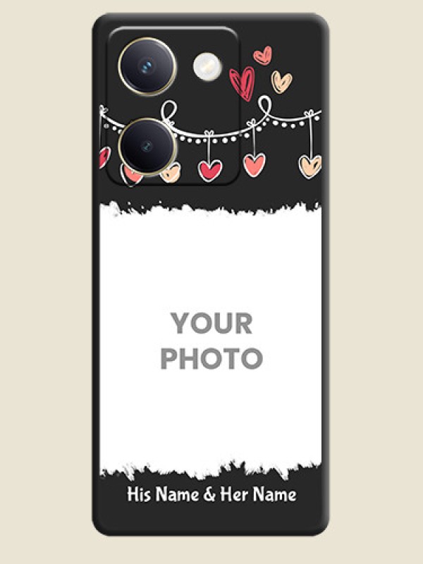 Custom Pink Love Hangings with Name On Space Black Custom Soft Matte Mobile Back Cover - Vivo Y200 Pro 5G - alternate view