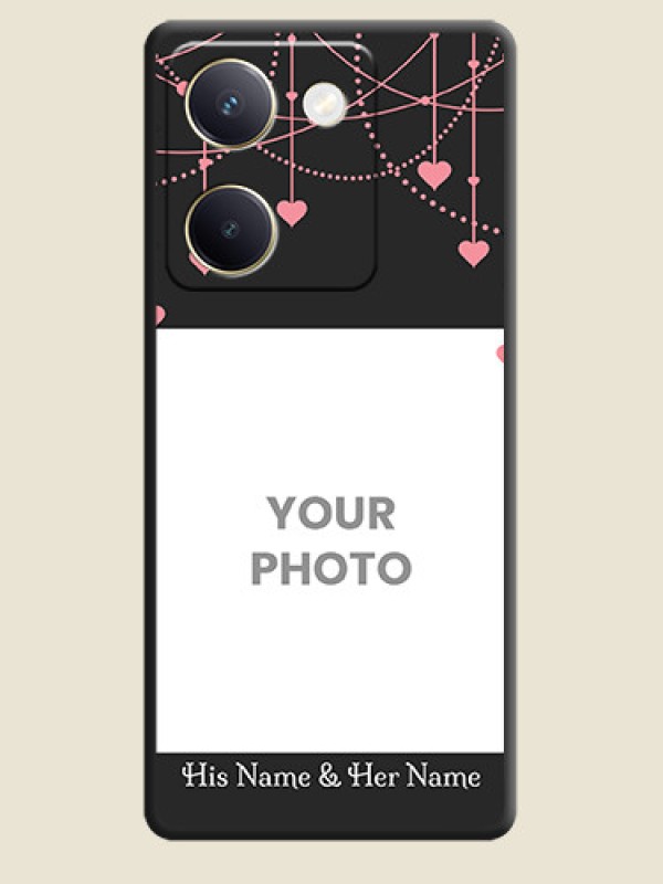 Custom Pink Love Hangings with Text On Space Black Custom Soft Matte Mobile Back Cover - Vivo Y200 Pro 5G - alternate view