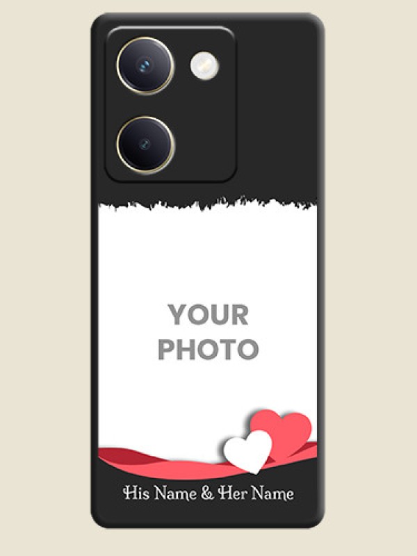 Custom Pin Color Love Shaped Ribbon Design with Text On Space Black Custom Soft Matte Mobile Back Cover - Vivo Y200 Pro 5G - alternate view