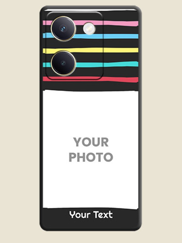 Custom Multicolor Lines with Image On Space Black Custom Soft Matte Mobile Back Cover - Vivo Y200 Pro 5G - alternate view