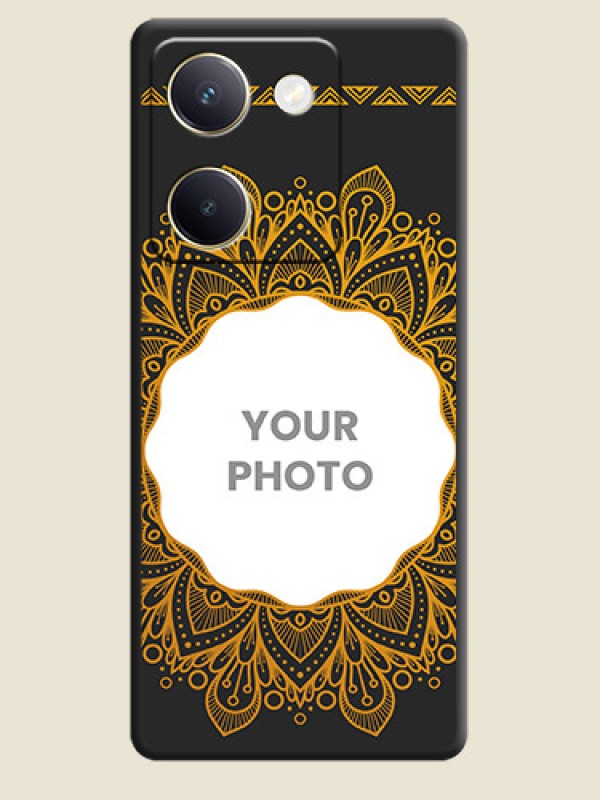 Custom Round Image with Floral Design On Space Black Custom Soft Matte Mobile Back Cover - Vivo Y200 Pro 5G - alternate view