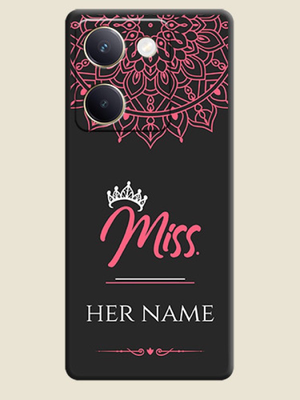 Custom Mrs Name with Floral Design On Space Black Custom Soft Matte Mobile Back Cover - Vivo Y200 Pro 5G - alternate view