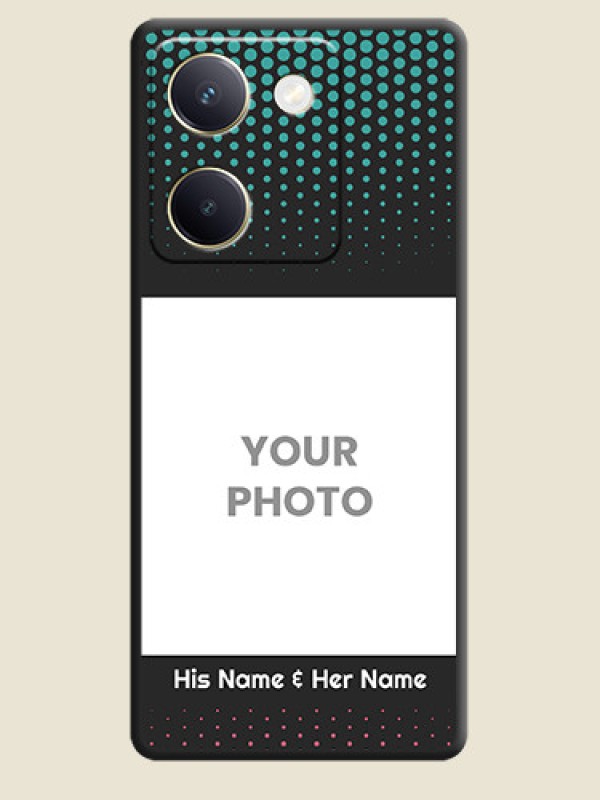 Custom Faded Dots with Grunge Photo Frame and Text On Space Black Custom Soft Matte Mobile Back Cover - Vivo Y200 Pro 5G - alternate view