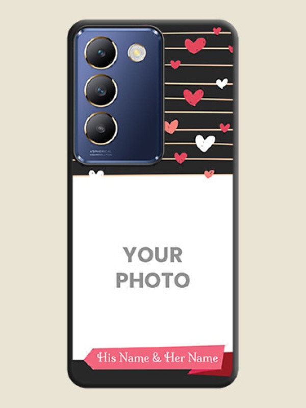 Custom Love Pattern with Name on Pink Ribbon - Photo on Space Black Soft Matte Back Cover - Vivo Y200E 5G - alternate view