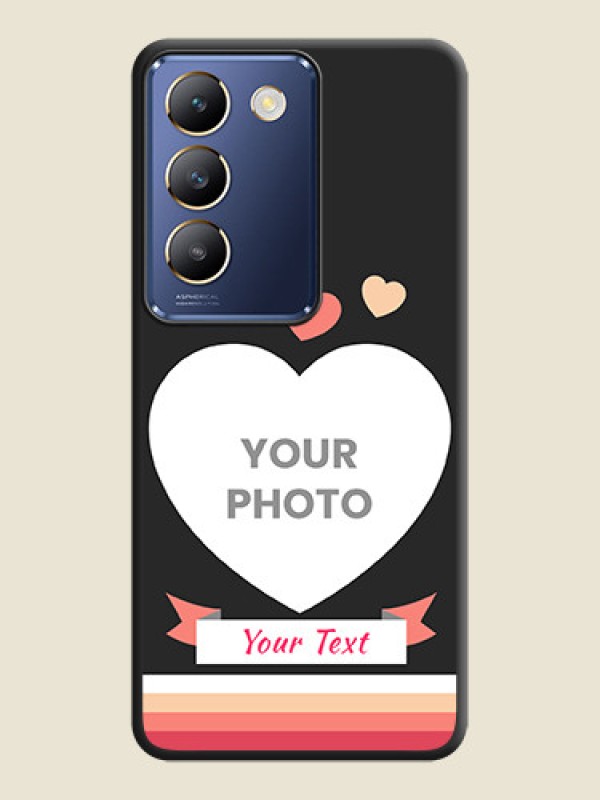 Custom Love Shaped Photo with Colorful Stripes on Personalised Space Black Soft Matte Cases - Vivo Y200E 5G - alternate view