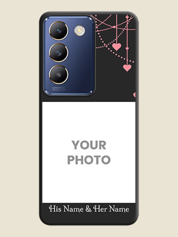 Custom Pink Love Hangings with Text on Space Black Custom Soft Matte Back Cover - Vivo Y200E 5G - alternate view