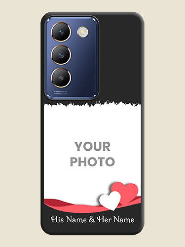 Custom Pink Color Love Shaped Ribbon Design with Text on Space Black Custom Soft Matte Phone Back Cover - Vivo Y200E 5G - alternate view
