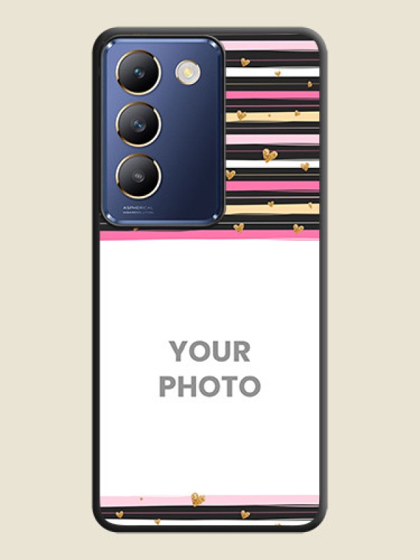 Custom Multicolor Lines and Golden Love Symbols Design - Photo on Space Black Soft Matte Mobile Cover - Vivo Y200E 5G - alternate view