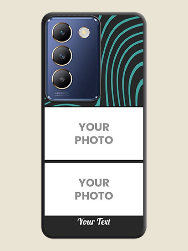 Custom Wave Pattern with 2 Image Holder on Space Black Personalized Soft Matte Phone Covers - Vivo Y200E 5G - alternate view