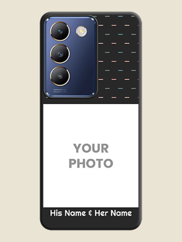 Custom Line Pattern Design with Text on Space Black Custom Soft Matte Phone Back Cover - Vivo Y200E 5G - alternate view