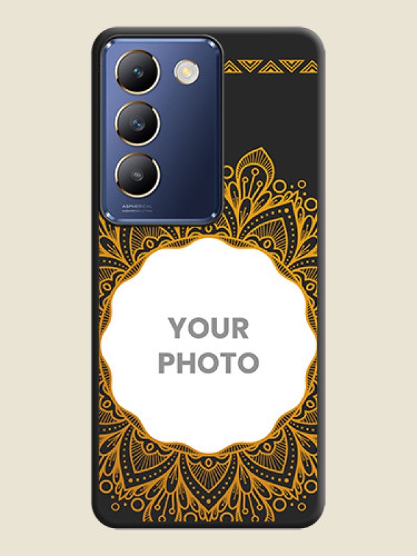 Custom Round Image with Floral Design - Photo on Space Black Soft Matte Mobile Cover - Vivo Y200E 5G - alternate view