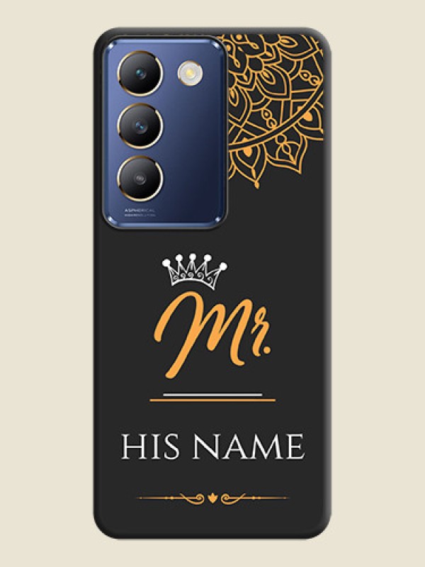 Custom Mr Name with Floral Design on Personalised Space Black Soft Matte Cases - Vivo Y200E 5G - alternate view