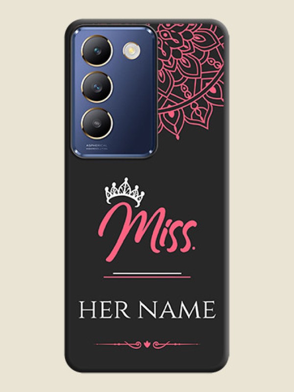 Custom Mrs Name with Floral Design on Space Black Personalized Soft Matte Phone Covers - Vivo Y200E 5G - alternate view