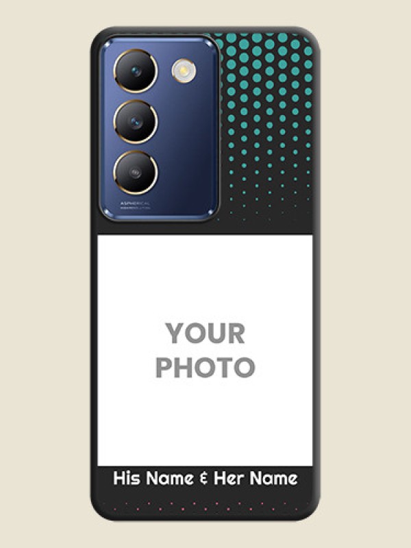 Custom Faded Dots with Grunge Photo Frame and Text on Space Black Custom Soft Matte Phone Cases - Vivo Y200E 5G - alternate view