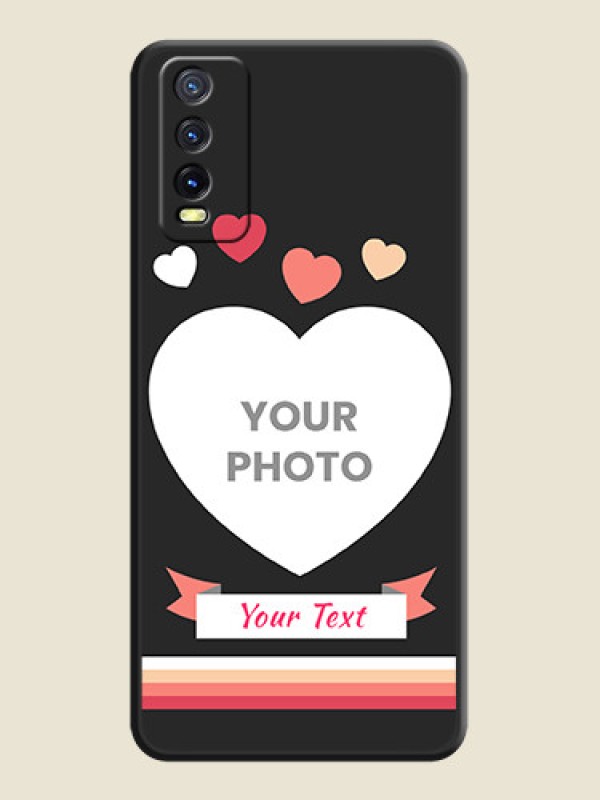 Custom Love Shaped Photo with Colorful Stripes on Personalised Space Black Soft Matte Cases - Vivo Y20A - alternate view