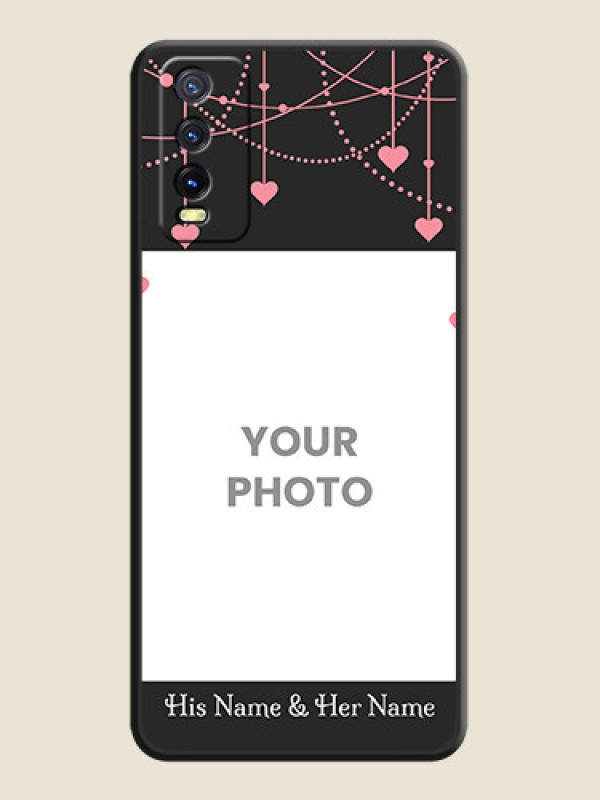 Custom Pink Love Hangings with Text on Space Black Custom Soft Matte Back Cover - Vivo Y20A - alternate view
