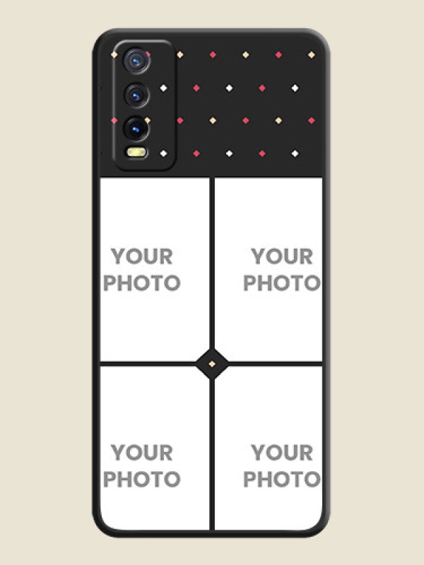 Custom Multicolor Dotted Pattern with 4 Image Holder on Space Black Custom Soft Matte Phone Cases - Vivo Y20A - alternate view
