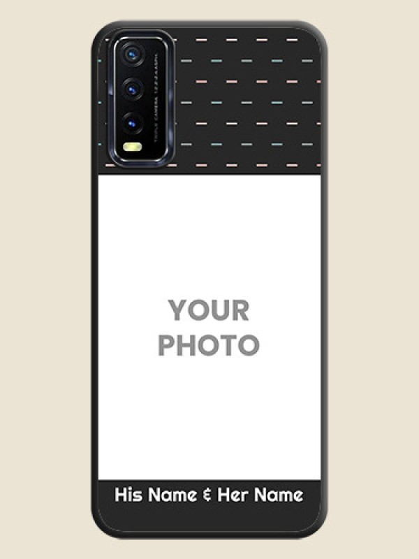 Custom Line Pattern Design with Text on Space Black Custom Soft Matte Phone Back Cover - Vivo Y20A - alternate view