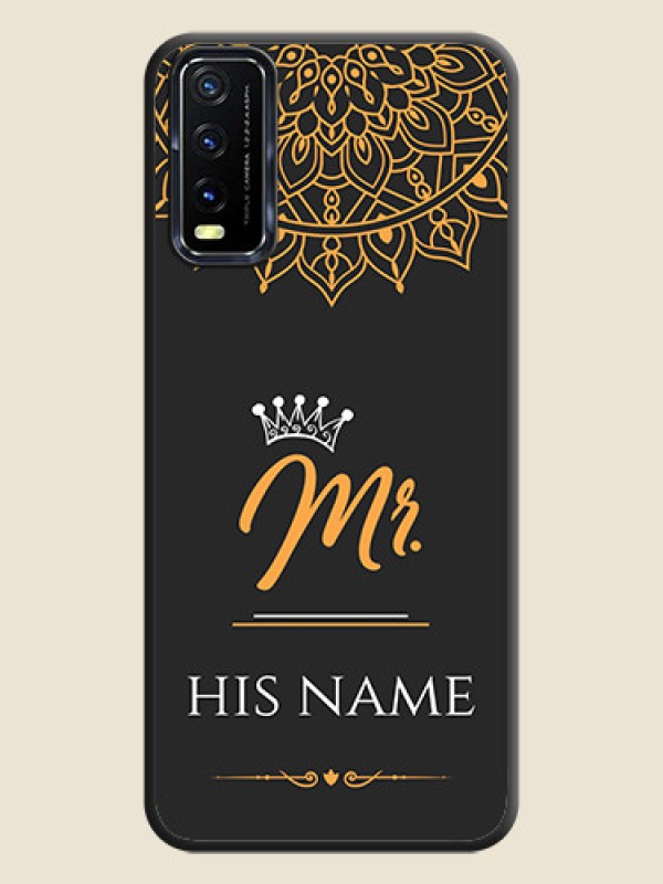 Custom Mr Name with Floral Design  on Personalised Space Black Soft Matte Cases - Vivo Y20A - alternate view