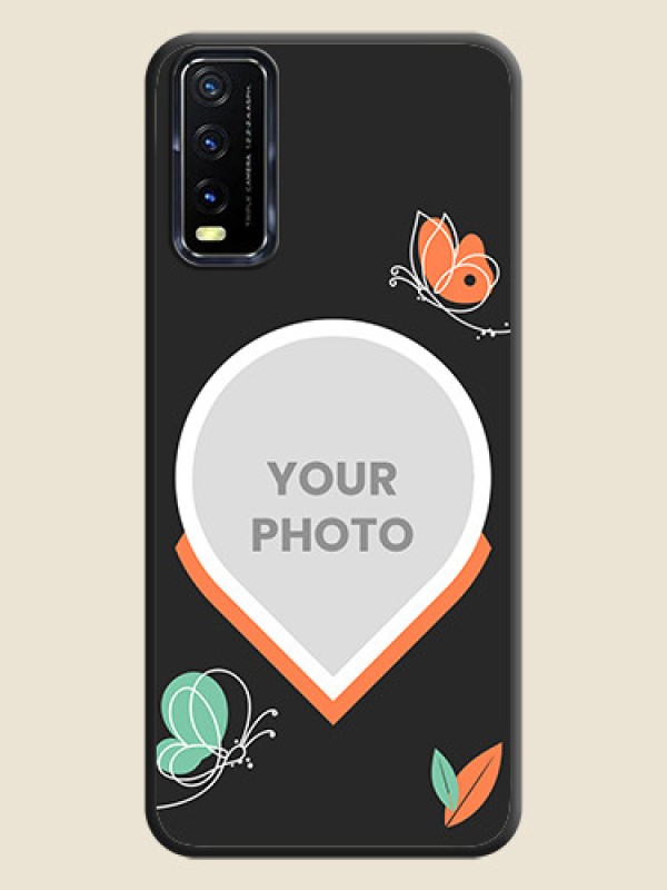 Custom Upload Pic With Simple Butterly Design On Space Black Personalized Soft Matte Phone Covers -Vivo Y20A - alternate view