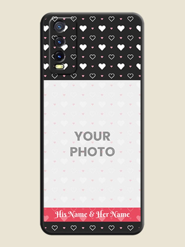 Custom White Color Love Symbols with Text Design on Photo on Space Black Soft Matte Phone Cover - Vivo Y20G - alternate view