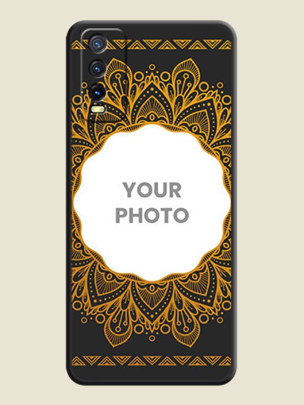 Custom Round Image with Floral Design on Photo on Space Black Soft Matte Mobile Cover - Vivo Y20G - alternate view