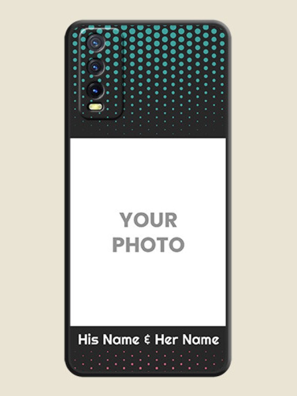 Custom Faded Dots with Grunge Photo Frame and Text on Space Black Custom Soft Matte Phone Cases - Vivo Y20G - alternate view