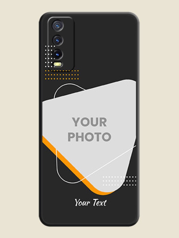 Custom Yellow Triangle on Photo on Space Black Soft Matte Phone Cover - Vivo Y20G - alternate view