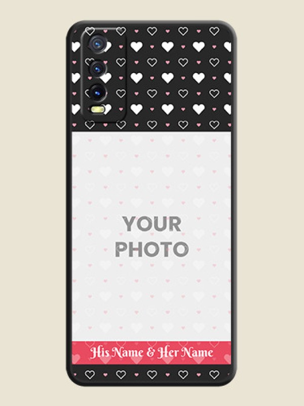 Custom White Color Love Symbols with Text Design on Photo on Space Black Soft Matte Phone Cover - Vivo Y20i - alternate view