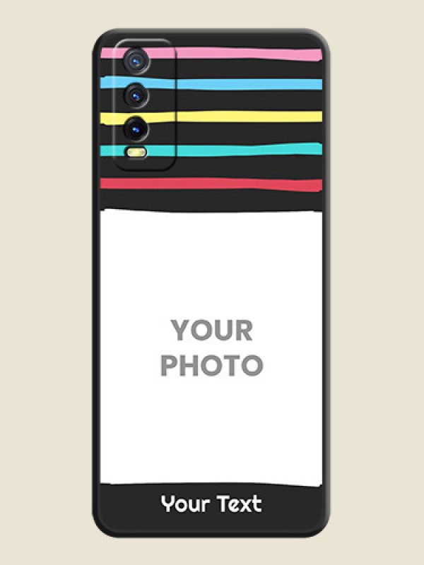 Custom Multicolor Lines with Image on Space Black Personalized Soft Matte Phone Covers - Vivo Y20i - alternate view