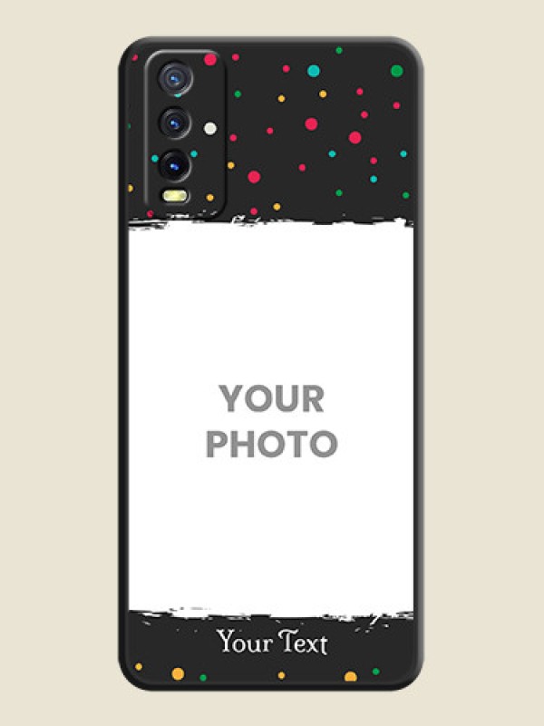 Custom Multicolor Dotted Pattern with Text on Space Black Custom Soft Matte Phone Back Cover - Vivo Y20i - alternate view