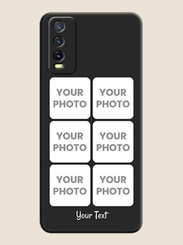 Custom Floral Art with 6 Image Holder on Photo on Space Black Soft Matte Mobile Case - Vivo Y20i - alternate view