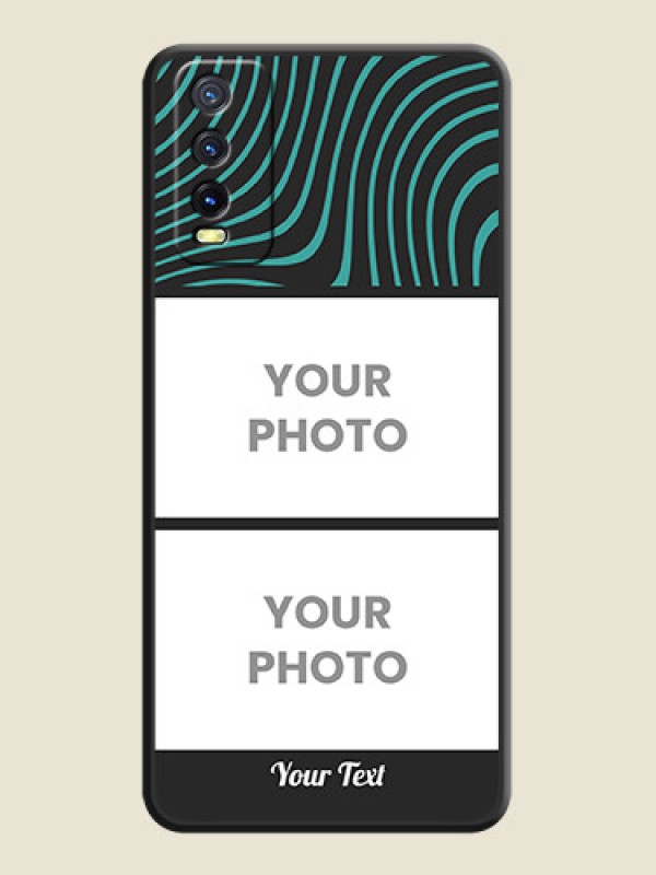 Custom Wave Pattern with 2 Image Holder on Space Black Personalized Soft Matte Phone Covers - Vivo Y20i - alternate view