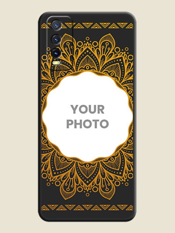 Custom Round Image with Floral Design on Photo on Space Black Soft Matte Mobile Cover - Vivo Y20i - alternate view