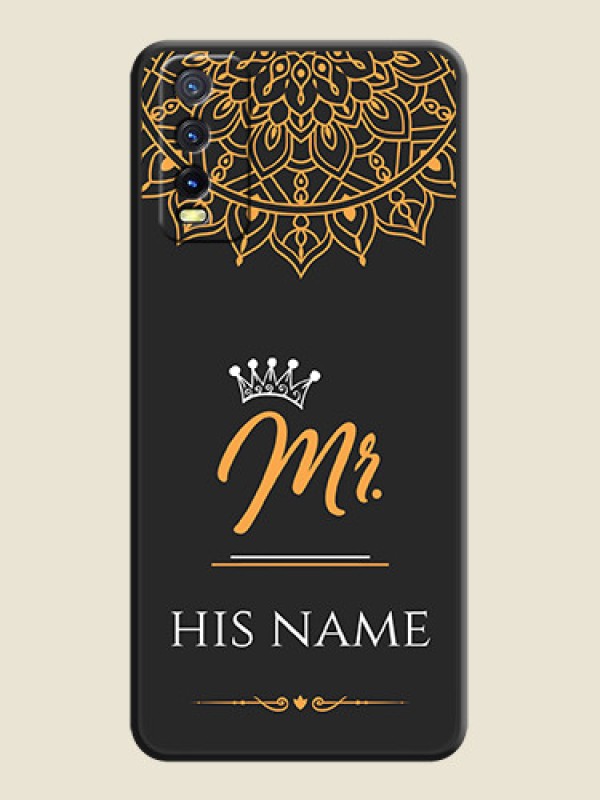 Custom Mr Name with Floral Design  on Personalised Space Black Soft Matte Cases - Vivo Y20i - alternate view