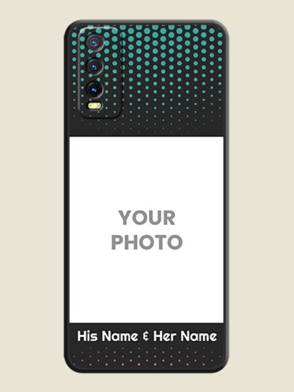 Custom Faded Dots with Grunge Photo Frame and Text on Space Black Custom Soft Matte Phone Cases - Vivo Y20i - alternate view
