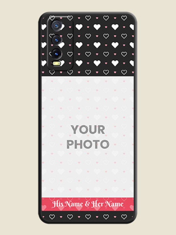 Custom White Color Love Symbols with Text Design on Photo on Space Black Soft Matte Phone Cover - Vivo Y20T - alternate view