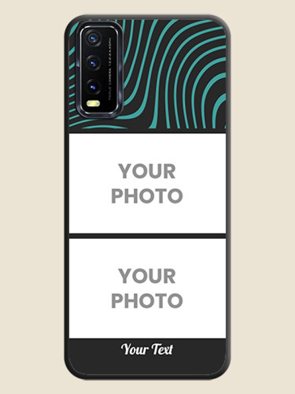 Custom Wave Pattern with 2 Image Holder on Space Black Personalized Soft Matte Phone Covers - Vivo Y20T - alternate view
