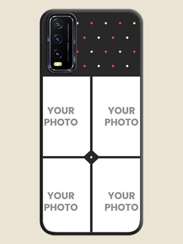 Custom Multicolor Dotted Pattern with 4 Image Holder on Space Black Custom Soft Matte Phone Cases - Vivo Y20T - alternate view