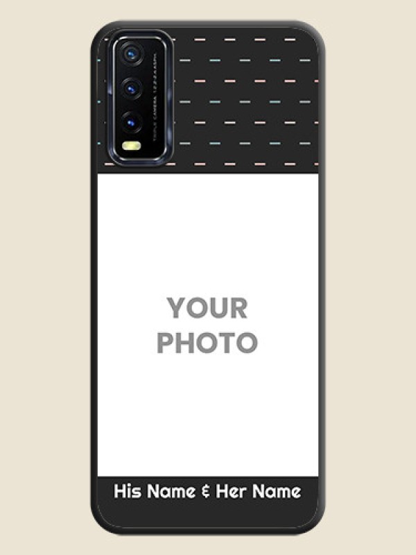 Custom Line Pattern Design with Text on Space Black Custom Soft Matte Phone Back Cover - Vivo Y20T - alternate view