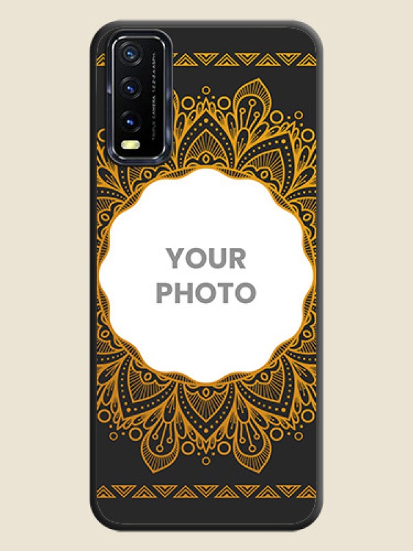 Custom Round Image with Floral Design on Photo on Space Black Soft Matte Mobile Cover - Vivo Y20T - alternate view