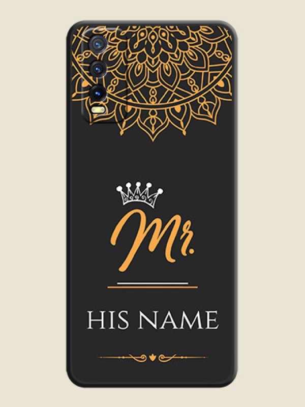 Custom Mr Name with Floral Design  on Personalised Space Black Soft Matte Cases - Vivo Y20T - alternate view