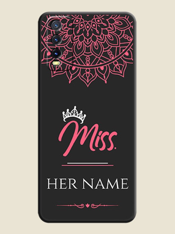 Custom Mrs Name with Floral Design on Space Black Personalized Soft Matte Phone Covers - Vivo Y20T - alternate view