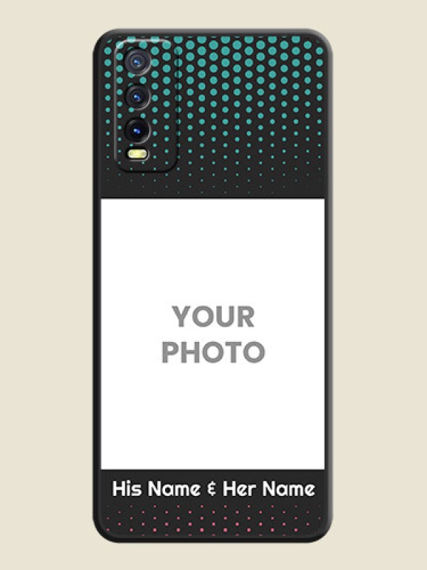 Custom Faded Dots with Grunge Photo Frame and Text on Space Black Custom Soft Matte Phone Cases - Vivo Y20T - alternate view