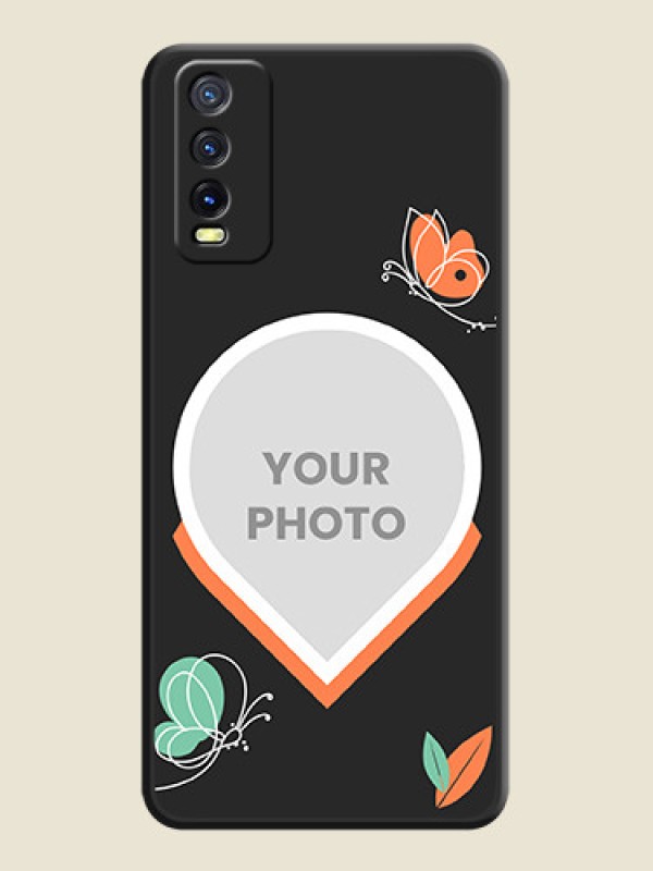 Custom Upload Pic With Simple Butterly Design On Space Black Personalized Soft Matte Phone Covers -Vivo Y20T - alternate view