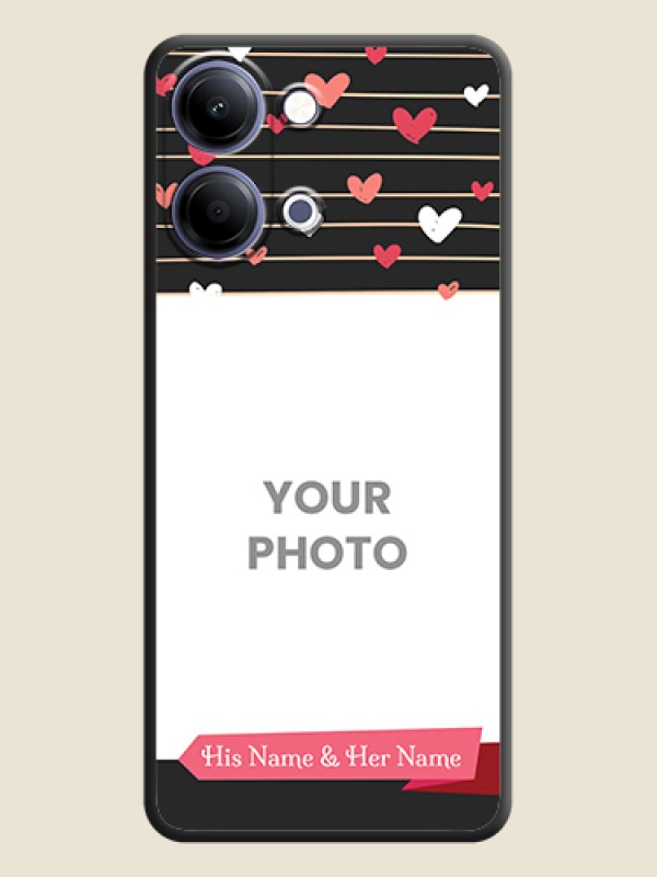 Custom Love Pattern with Name on Pink Ribbon on Photo On Space Black Custom Soft Matte Mobile Back Cover - Vivo Y21 5G - alternate view